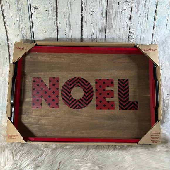 Noel Oversized Holiday Wooden Tray - Picture 1 of 7
